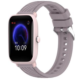 For Amazfit Pop Pro Stripe Texture 20mm Silicone Watch Band(Roland Purple)