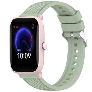 For Amazfit Pop Pro Stripe Texture 20mm Silicone Watch Band(Light Green)