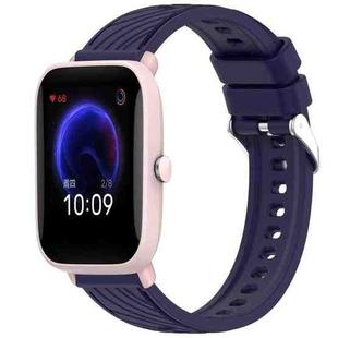 For Amazfit Pop Pro Stripe Texture 20mm Silicone Watch Band(Midnight Blue)