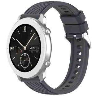 For Amazfit Pop Stripe Texture 20mm Silicone Watch Band(Dark Gray)