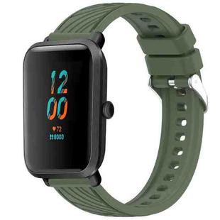 For Amazfit Bip 1S Stripe Texture 20mm Silicone Watch Band(Dark Green)