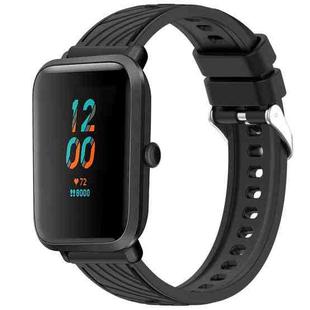 For Amazfit Bip 1S Stripe Texture 20mm Silicone Watch Band(Black)