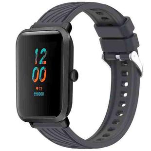 For Amazfit Bip 1S Stripe Texture 20mm Silicone Watch Band(Dark Gray)