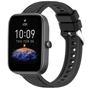 For Amazfit Bip3 Pro Stripe Texture 20mm Silicone Watch Band(Black)