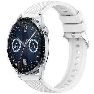 For Huawei Watch GT 3 42mm Stripe Texture 20mm Silicone Watch Band(White)