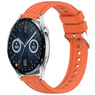 For Huawei Watch GT 3 42mm Stripe Texture 20mm Silicone Watch Band(Orange)