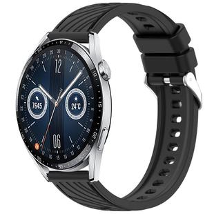 For Huawei Watch GT 3 42mm Stripe Texture 20mm Silicone Watch Band(Black)