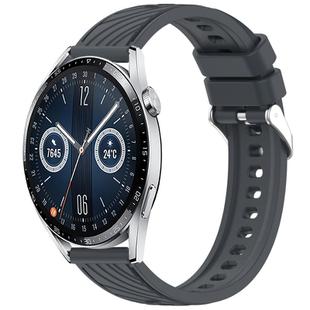 For Huawei Watch GT 3 42mm Stripe Texture 20mm Silicone Watch Band(Dark Gray)