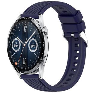 For Huawei Watch GT 3 42mm Stripe Texture 20mm Silicone Watch Band(Midnight Blue)