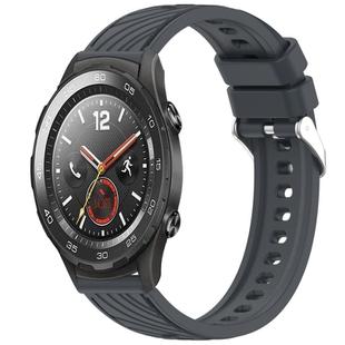 For Huawei Watch 2 Stripe Texture 20mm Silicone Watch Band(Dark Gray)