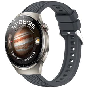 For Huawei Watch 4 Pro Stripe Texture 22mm Silicone Watch Band(Dark Gray)