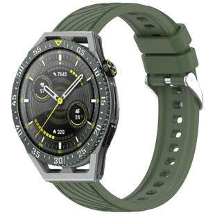 For Huawei Watch GT 3 SE Stripe Texture 22mm Silicone Watch Band(Dark Green)