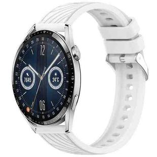 For Huawei Watch GT3 46mm Stripe Texture 22mm Silicone Watch Band(White)