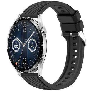 For Huawei Watch GT3 46mm Stripe Texture 22mm Silicone Watch Band(Black)