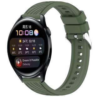 For Huawei Watch 3 Stripe Texture 22mm Silicone Watch Band(Dark Green)