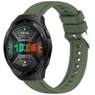 For Huawei Watch GT 2E Stripe Texture 22mm Silicone Watch Band(Dark Green)