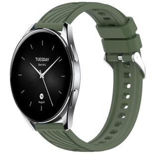 For Xiaomi Watch S2 42 / 46mm Stripe Texture 22mm Silicone Watch Band(Dark Green)