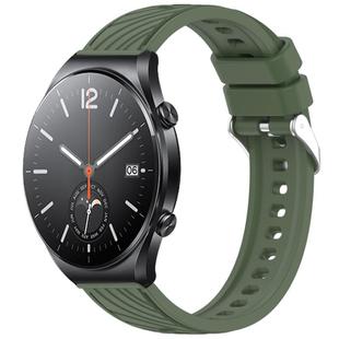 For Xiaomi MI Watch S1 Stripe Texture 22mm Silicone Watch Band(Dark Green)