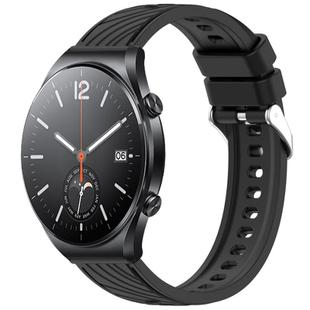 For Xiaomi MI Watch S1 Stripe Texture 22mm Silicone Watch Band(Black)