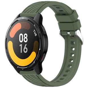 For Xiaomi Watch S1 Active Stripe Texture 22mm Silicone Watch Band(Dark Green)