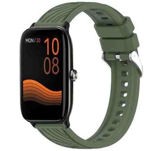 For Xiaomi Haylou GST LS09B Stripe Texture 22mm Silicone Watch Band(Dark Green)