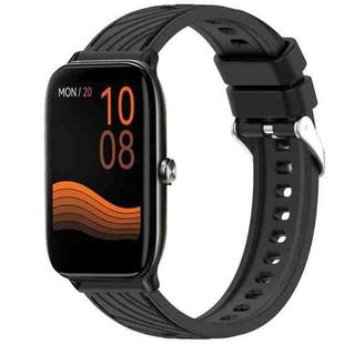 For Xiaomi Haylou GST LS09B Stripe Texture 22mm Silicone Watch Band(Black)