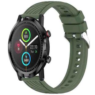 For Xiaomi Haylou RT LS05S Stripe Texture 22mm Silicone Watch Band(Dark Green)