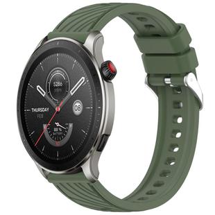 For Amazfit GTR 4 Stripe Texture 22mm Silicone Watch Band(Dark Green)