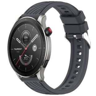 For Amazfit GTR 4 Pro Stripe Texture 22mm Silicone Watch Band(Dark Gray)