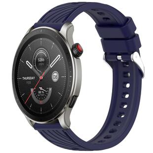 For Amazfit GTR 4 Pro Stripe Texture 22mm Silicone Watch Band(Midnight Blue)