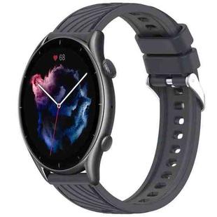 For Amazfit GTR 3 Stripe Texture 22mm Silicone Watch Band(Dark Gray)