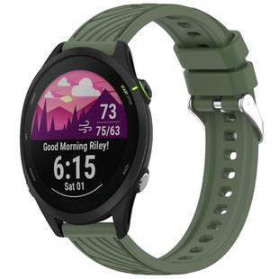 For Garmin Forerunner 255 Music Stripe Texture 22mm Silicone Watch Band(Dark Green)