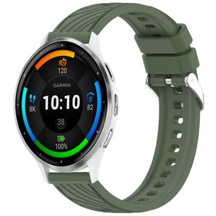 For Garmin Venu 3 Stripe Texture 22mm Silicone Watch Band(Dark Green)