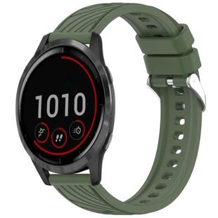 For Garmin Vivoactive 4 Stripe Texture 22mm Silicone Watch Band(Dark Green)