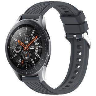 For Samsung Galaxy Watch 46mm Stripe Texture 22mm Silicone Watch Band(Dark Gray)