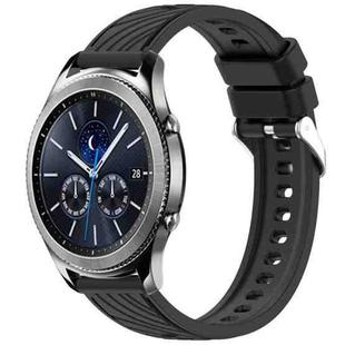 For Samsung Gear S3 Classic Stripe Texture 22mm Silicone Watch Band(Black)