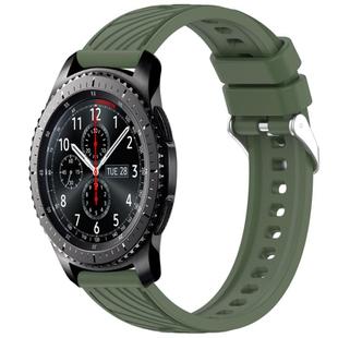 For Samsung Gear S3 Frontier Stripe Texture 22mm Silicone Watch Band(Dark Green)