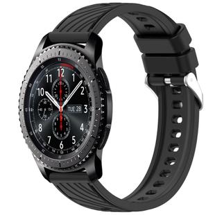 For Samsung Gear S3 Frontier Stripe Texture 22mm Silicone Watch Band(Black)