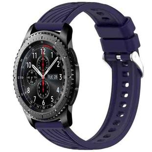 For Samsung Gear S3 Frontier Stripe Texture 22mm Silicone Watch Band(Midnight Blue)