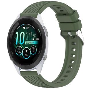 For Garmin Forerunner 265S Music Stripe Texture 18mm Silicone Watch Band(Dark Green)