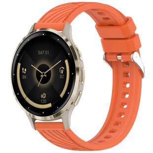 For Garmin Venu 3S Stripe Texture 18mm Silicone Watch Band(Orange)