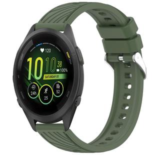 For Garmin Forerunner 265S Stripe Texture 18mm Silicone Watch Band(Dark Green)