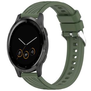 For Garmin Vivoactive 4S Stripe Texture 18mm Silicone Watch Band(Dark Green)