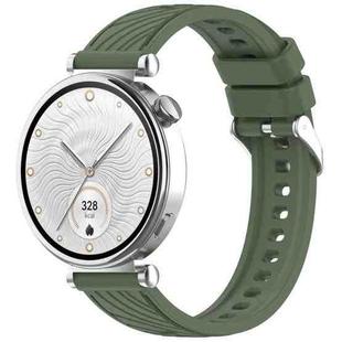 For Huawei Watch GT 5 41mm Stripe Texture 18mm Silicone Watch Band(Dark Green)