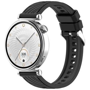 For Huawei Watch GT 5 41mm Stripe Texture 18mm Silicone Watch Band(Black)