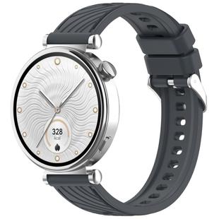 For Huawei Watch GT 5 41mm Stripe Texture 18mm Silicone Watch Band(Dark Gray)