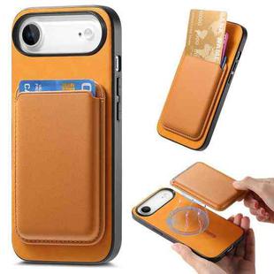 For iPhone Air Retro Magsafe Card Bag PU Back Cover Phone Case(Yellow)