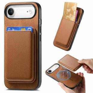 For iPhone Air Retro Magsafe Card Bag PU Back Cover Phone Case(Brown)