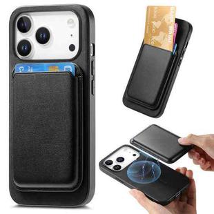 For iPhone 17 Pro Max Retro Magsafe Card Bag PU Back Cover Phone Case(Black)