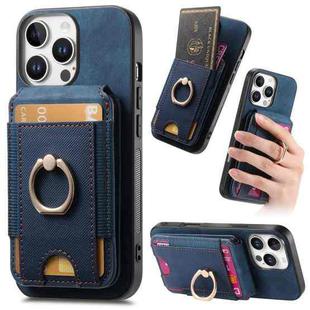 For iPhone 16 Pro Retro Splitable Magnetic Stand Card Bag Leather Phone Case(Blue)